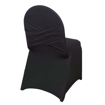 Black Madrid Spandex Fitted Banquet Chair Cover - 180 GSM