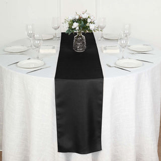 Black Polyester Table Runner - Add Elegance and Style to Your Event Black Polyester Table Runner - Add Elegance and Style to Your Event