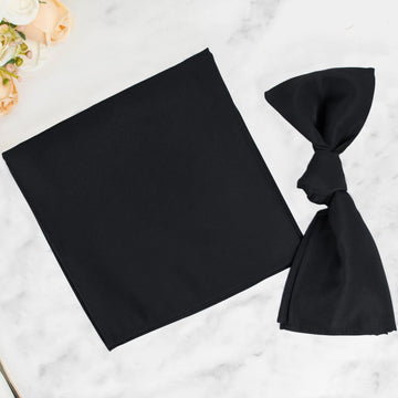 5 Pack Black Premium Polyester Dinner Napkins, Seamless Cloth Napkins - 20"x20" - 220GSM