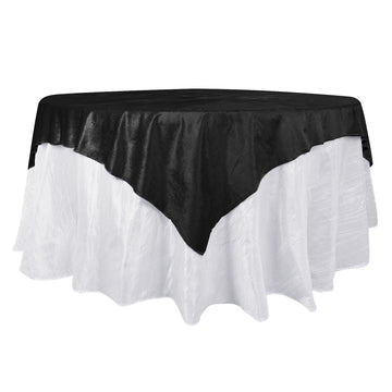 72"x72" Black Premium Soft Velvet Table Overlay, Square Tablecloth Topper