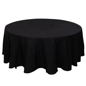 108" Black Round 100% Cotton Linen Seamless Tablecloth Washable