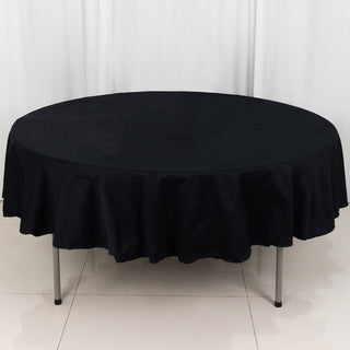 Elevate Your Event with the 90" Black Round 100% Cotton Linen Seamless Tablecloth