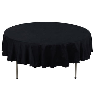 90" Black Round 100% Cotton Linen Seamless Tablecloth Washable