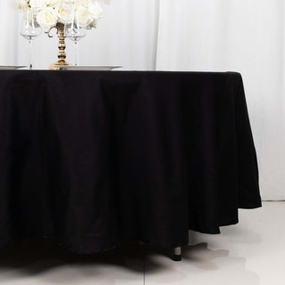 Experience Luxury with the 108" Black Round Tablecloth Experience Luxury with the 108" Black Round Tablecloth