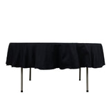 90" Black Round 100% Cotton Linen Seamless Tablecloth | Washable