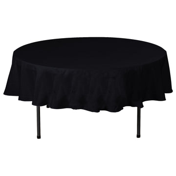 70" Black Round 100% Cotton Linen Seamless Tablecloth Washable
