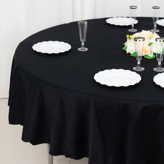 Experience Unparalleled Quality with the 90" Black Round 100% Cotton Linen Seamless Tablecloth