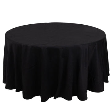 120" Black Round 100% Cotton Linen Seamless Tablecloth Washable