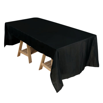 50"x120" Black Seamless Polyester Rectangular Tablecloth
