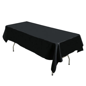 54"x96" Black Seamless Premium Polyester Rectangle Tablecloth - 220GSM