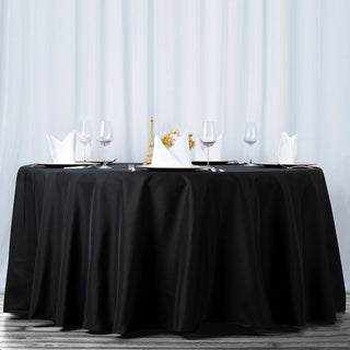 Elevate Your Event with the Black Seamless Premium Polyester Round Tablecloth