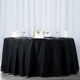 Elevate Your Event with the Black Premium Polyester Round Tablecloth Elevate Your Event with the Black Premium Polyester Round Tablecloth