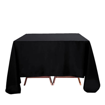 90"x90" Black Seamless Premium Polyester Square Tablecloth - 220GSM