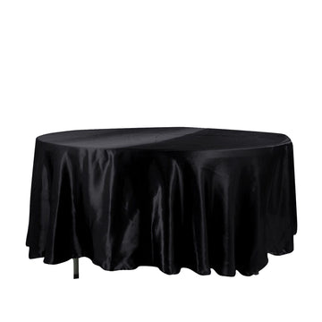 108" Black Seamless Satin Round Tablecloth
