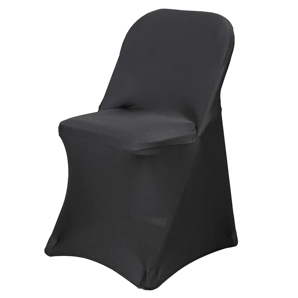Premium Black Spandex Chair Covers - Arch Front