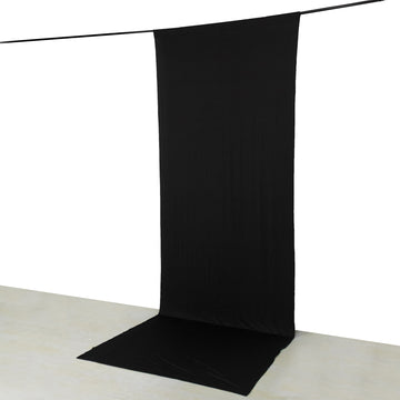 Black 4-Way Stretch Spandex Event Curtain Drapes, Wrinkle Resistant Backdrop Event Panel with Rod Pockets - 5ftx14ft