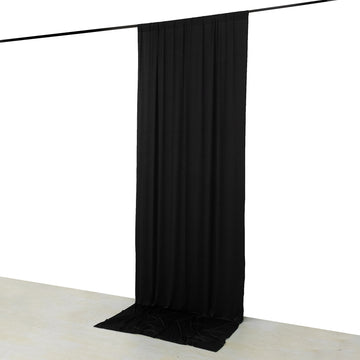 Black 4-Way Stretch Spandex Event Curtain Drapes, Wrinkle Resistant Backdrop Event Panel with Rod Pockets - 5ftx12ft