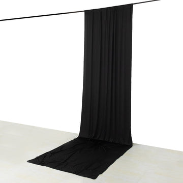 Black 4-Way Stretch Spandex Event Curtain Drapes, Wrinkle Resistant Backdrop Event Panel with Rod Pockets - 5ftx16ft