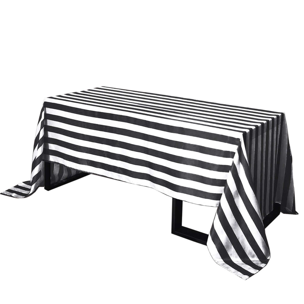 Aperturee Black And White Modern Stripes Rectangle Tablecloth