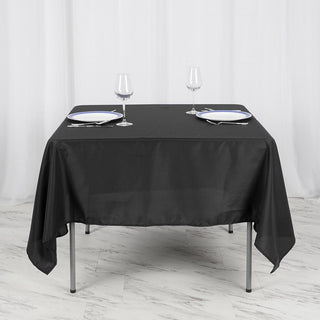 Elegant and Versatile: 70"x70" Black Square Seamless Polyester Tablecloth