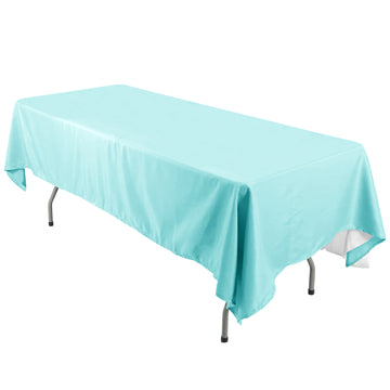 60"x126" Blue Seamless Polyester Rectangular Tablecloth