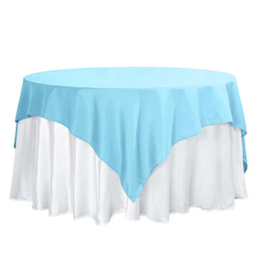 70"x70" Blue Square Seamless Polyester Table Overlay