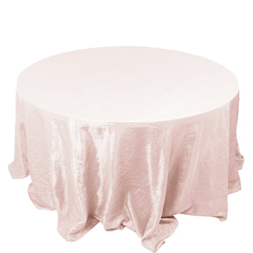 132" Blush Accordion Crinkle Taffeta Seamless Round Tablecloth