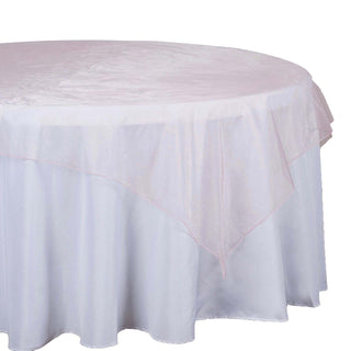 Blush Organza Square Table Overlay - Add Elegance to Your Event