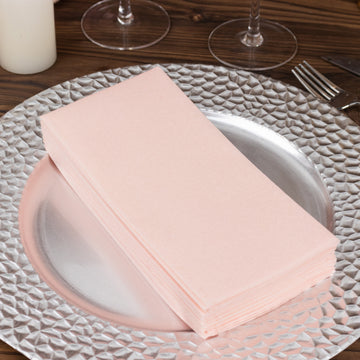 20 Pack Blush Soft Linen-Feel Airlaid Paper Dinner Napkins, Highly Absorbent Disposable Party Napkins