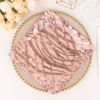 Elevate Your Dining Experience with Blush Wave Embroidered Sequin Mesh Dinner Napkins Elevate Your Dining Experience with Blush Wave Embroidered Sequin Mesh Dinner Napkins