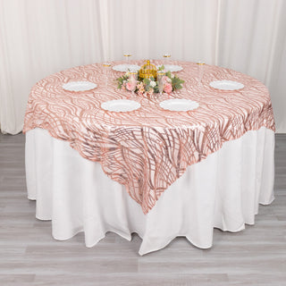 Blush Wave Mesh Square Table Overlay: The Perfect Accessory for Any Occasion