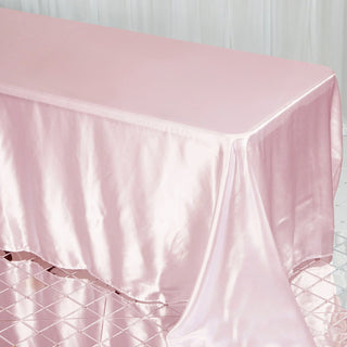 Make a Lasting Impression with the Blush Satin Seamless Rectangular Tablecloth
