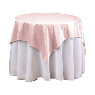 54"x54" Blush Seamless Premium Velvet Square Table Overlay, Reusable Linen