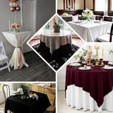 70inch Burgundy Premium Scuba Wrinkle Free Square Table Overlay, Scuba Polyester Table Topper