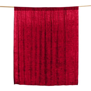 8ftx8ft Burgundy Premium Smooth Velvet Event Curtain Drapes, Privacy Backdrop Event Panel with Rod Pocket