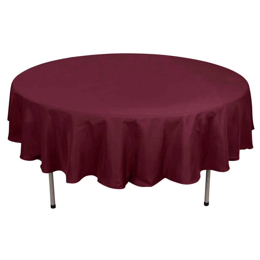 90Inch Burgundy Polyester Round Tablecloth