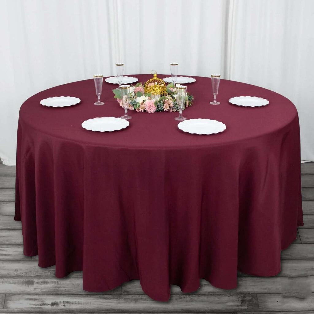 120" Burgundy Seamless Polyester Tablecloth