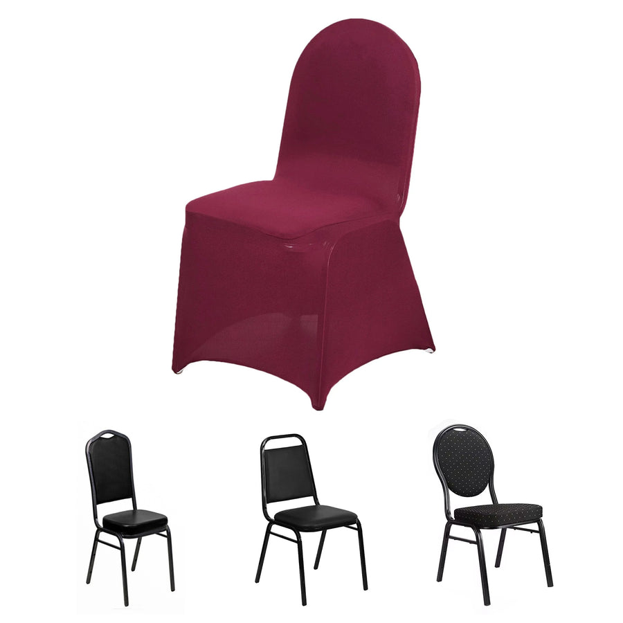 Burgundy Spandex Stretch Fitted Banquet Chair Cover - 160 GSM