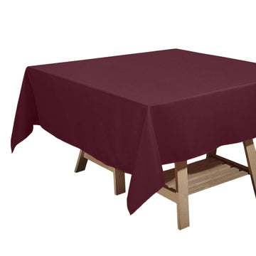 70"x70" Burgundy Square Seamless Polyester Tablecloth