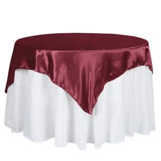 Burgundy Square Smooth Satin Table Overlay Burgundy Square Smooth Satin Table Overlay