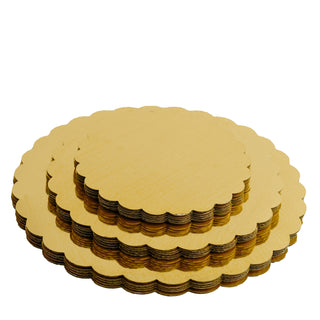 The Perfect Addition to Your Event Decor: Metallic Gold Scalloped Edge Round Cake Boards