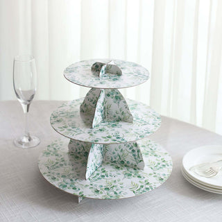 Elegant and Versatile 3-Tier White Green Cardboard Dessert Display Stand Elegant and Versatile 3-Tier White Green Cardboard Dessert Display Stand