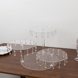 <strong>3-Tier Acrylic Cake Stand Clear with Hanging Crystal Pendants</strong> <strong>3-Tier Acrylic Cake Stand Clear with Hanging Crystal Pendants</strong>