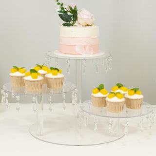 <strong>Versatile 3-Tier Clear Acrylic Cake Stand with Crystal Pendants</strong> <strong>Versatile 3-Tier Clear Acrylic Cake Stand with Crystal Pendants</strong>