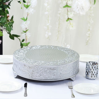 Create a Memorable Event with the Silver Embossed Cake Stand Create a Memorable Event with the Silver Embossed Cake Stand