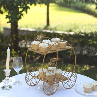 Create a Whimsical Atmosphere with the Gold Metal Cinderella Carriage Wedding Cake Stand Create a Whimsical Atmosphere with the Gold Metal Cinderella Carriage Wedding Cake Stand