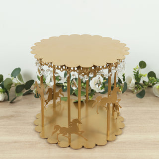 Elegant Gold Metal Round Carousel Pedestal Cake Stand Elegant Gold Metal Round Carousel Pedestal Cake Stand
