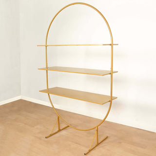 <strong>Versatile Oval-Shaped Gold Display Floor Stand </strong> <strong>Versatile Oval-Shaped Gold Display Floor Stand </strong>