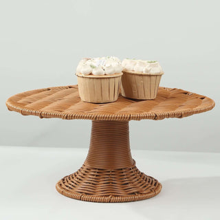 <strong>Rustic Charm: Natural Plastic Rattan Pedestal Cake Stand</strong> <strong>Rustic Charm: Natural Plastic Rattan Pedestal Cake Stand</strong>
