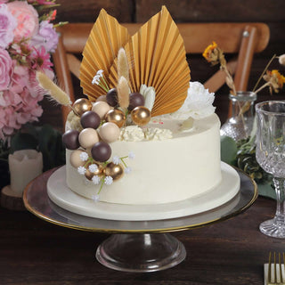 Add a Touch of Elegance with Assorted Gold Boho Style Palm Leaf Flower Ball Cake Toppers Add a Touch of Elegance with Assorted Gold Boho Style Palm Leaf Flower Ball Cake Toppers